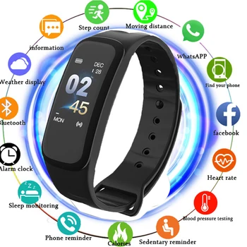 

New Fitness Tracker C1Plus Color Screen Smart Bracelet Blood Pressure Heart Rate Monitor Smart Band New for Sport Dropshipping