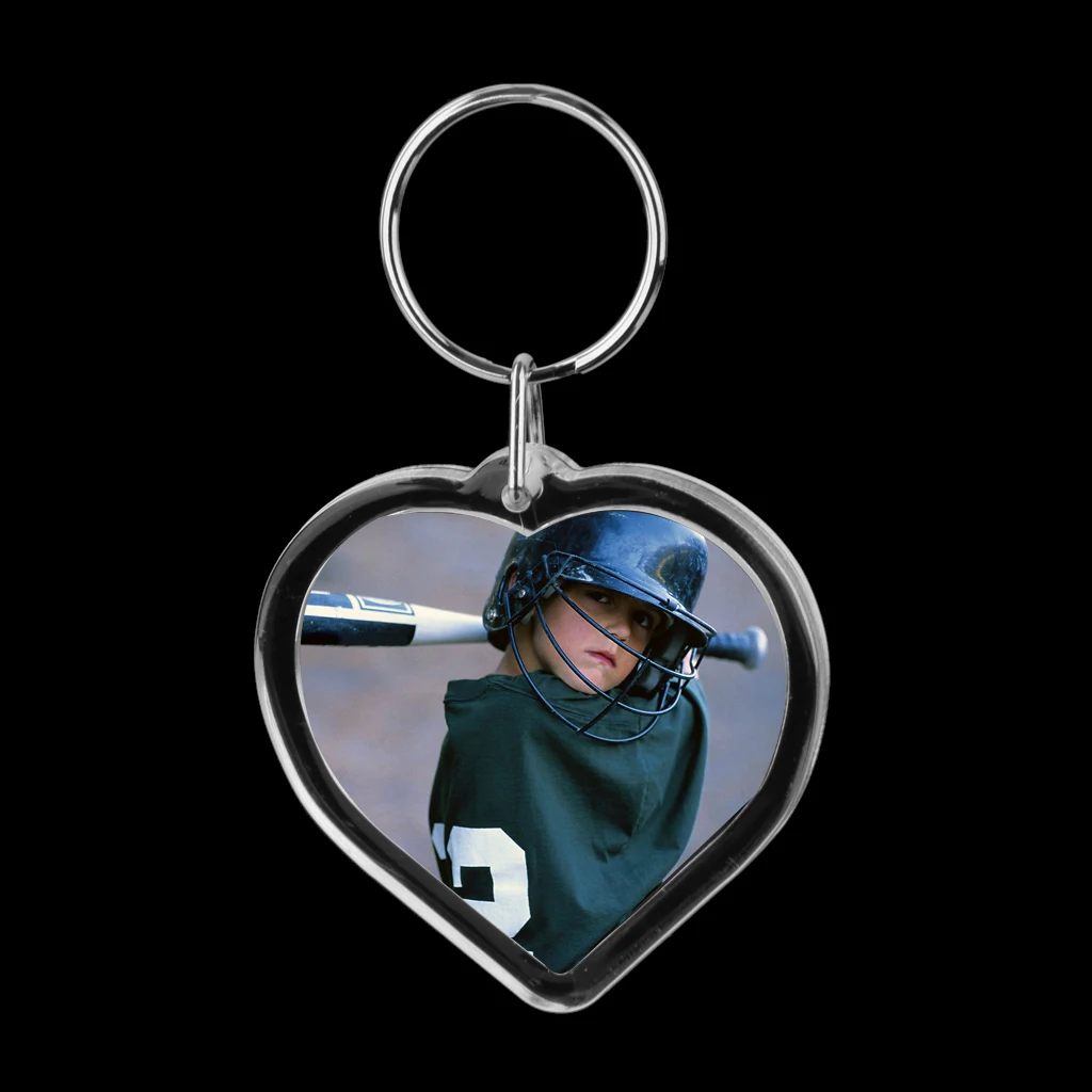 30 Pieces Keychain Blank Logo Photo Insert Display Frame Split Keyring Gifts