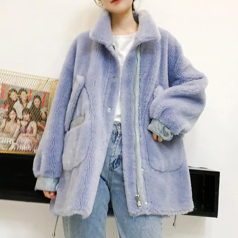 Зимние теплые кашемировые пальто куртки шерстяные Элегантные розовые, синие, красные, белые женские пальто из овечьей шерсти Корейская верхняя одежда - Цвет: see picture