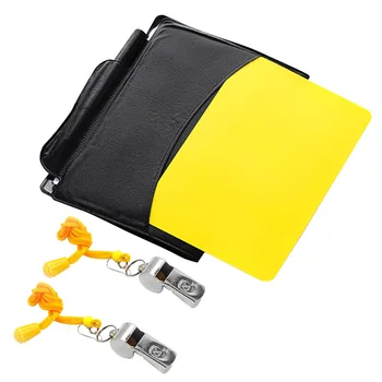 

Referee Card Set Red Card Yellow Card and Two Metal Referee Whistles Coach Whistle for Football Soccer