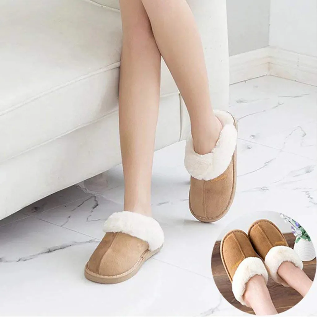 winter slippers Solid Fluffy Slip-On House Indoor Outdoor home slippers women Shoes Warm Slippers shoes woman fur slides тапочки