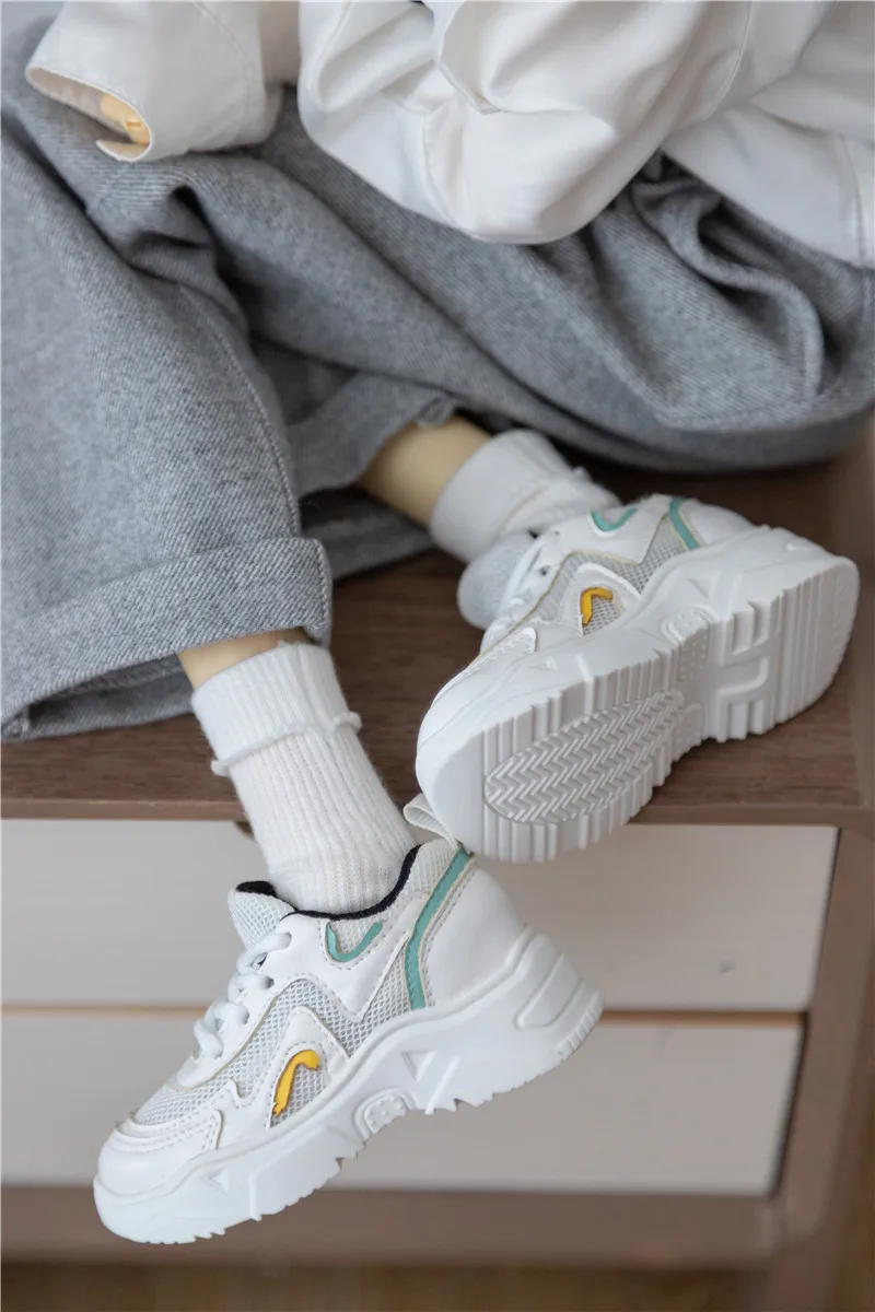 BJD Doll Boys Sports Shoes 1/3 1/4 1/6 ID75 White Youth Handsome Casual Network-surface Sneakers Toy Shoes Doll Accessories