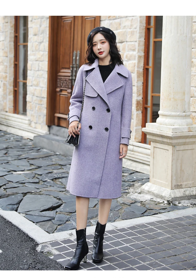 Xiao chong oneg Autumn Casual Trend Mid-length Elegant Woolen Jacket Long Sleeve Body Hugging Warm