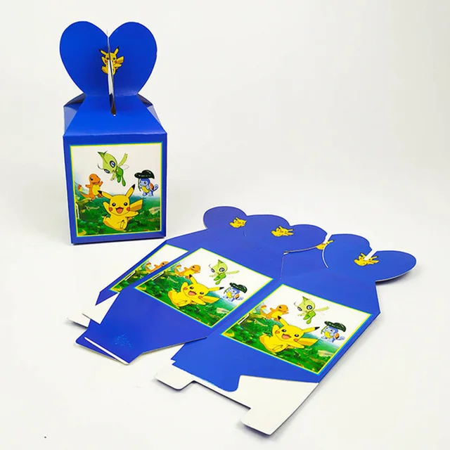 Pokemon Birthday Party Decorations Pikachu Foil Balloons Disposable Tableware Plate Napkin Backdrop For Kids Boy Party Supplies Candy box 6pcs