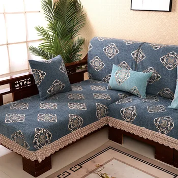 

Modern Simple Embroidery Sofa Cover for Living Room Chenille Sofa Slipcovers Navy Blue Couch Cover Furniture Protector Quality