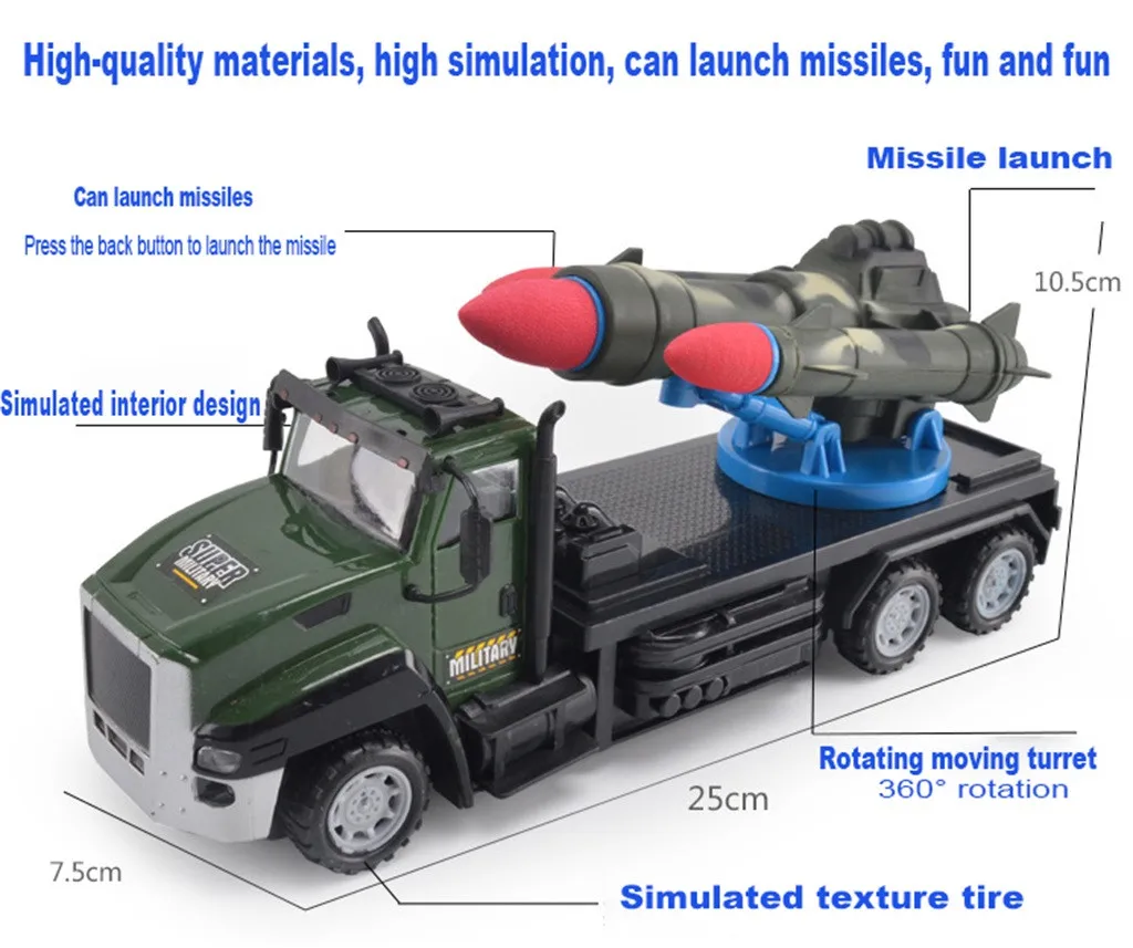 Abay Горячая четырехполосная военная машина с ракетной установкой, Детская Игрушечная модель автомобиля, детские игрушки, FH-60