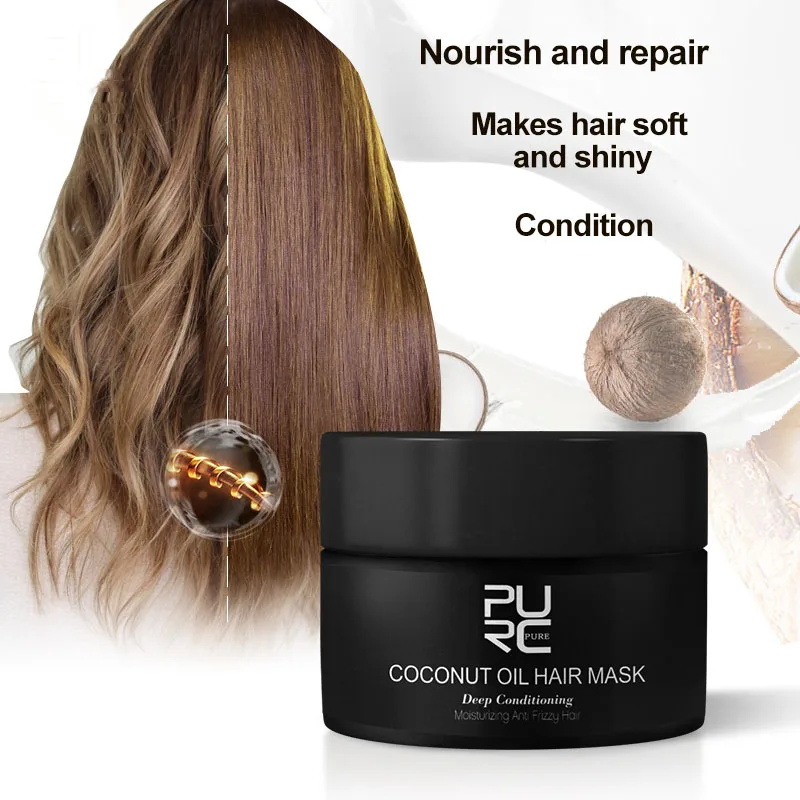 

PURC 50ml Coconut Oil Hair Mask Repairs damage restore soft good or all hair types keratin Hair & Scalp Treatment for hair care