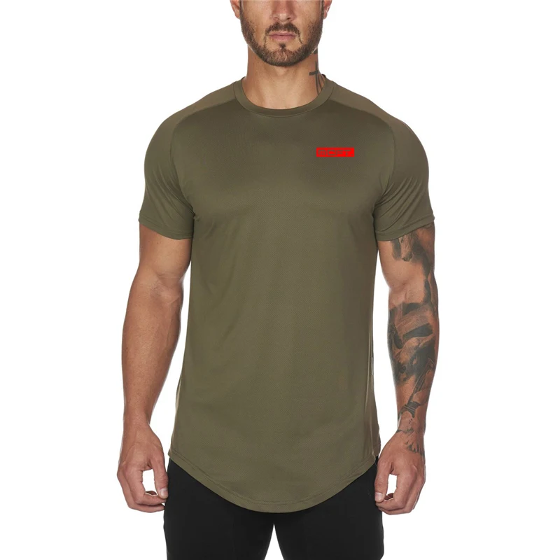 

Mesh Sport Men Rashgard Sportswear Fitness Tshirts Running T Shirt Short Sleeve Quick Dry Bodybuilding Gym Training