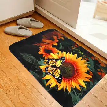 

Non-slip Door Mat Carpet Butterfly Sunflower Entrance Doormat Floor Rug For Bathroom Bedroom Living Room Home Decor Textile