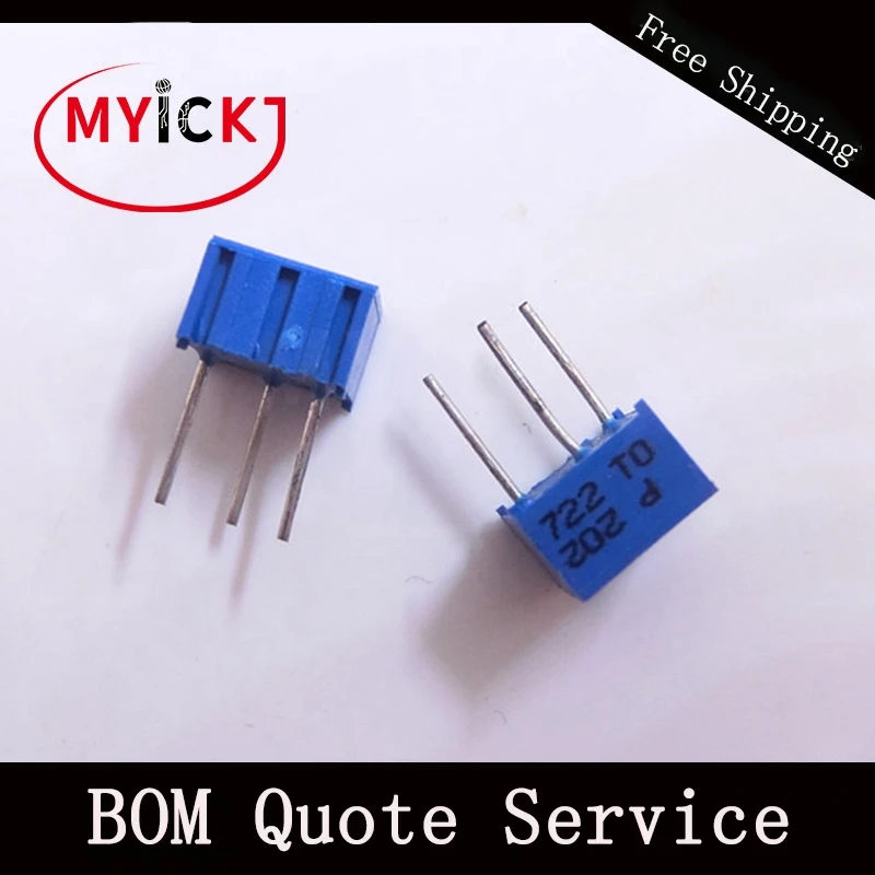 10 шт. 3362P-1-202 DIP3 3362-1/" квадратный потенциометр IC чип