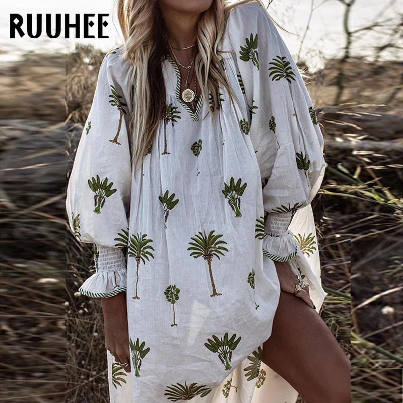 palm print beach cover up