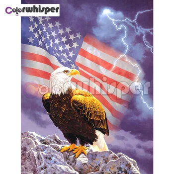 

Diamond Painting Full Square/Round Daimond Painting Eagle Animal Flag Mosaic Rhinestone Embroidery Painting LE02136