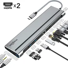 Universal Docking Station Dual Monitor Triple Display USB C Hub Docking Type C Hub DP RJ45 Dual 4k HDMI For Macbook Pro Air DELL