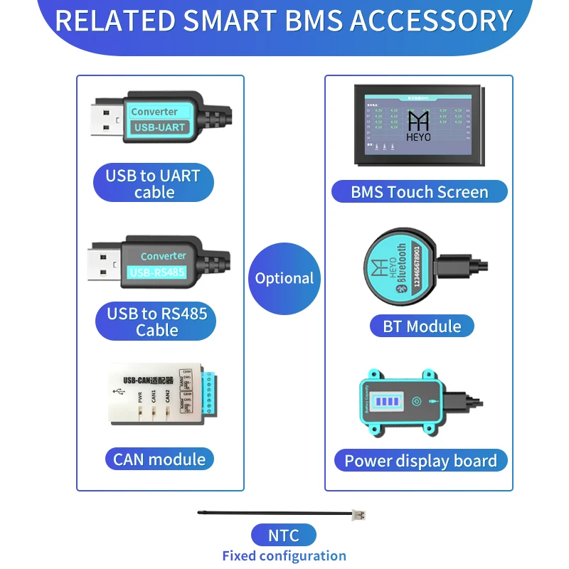 HEYO Smart BMS LiFePO4 LFP 12S 36V 30A 40A 60A 80A 100A программное обеспечение Bluetooth BT приложение GPS UART