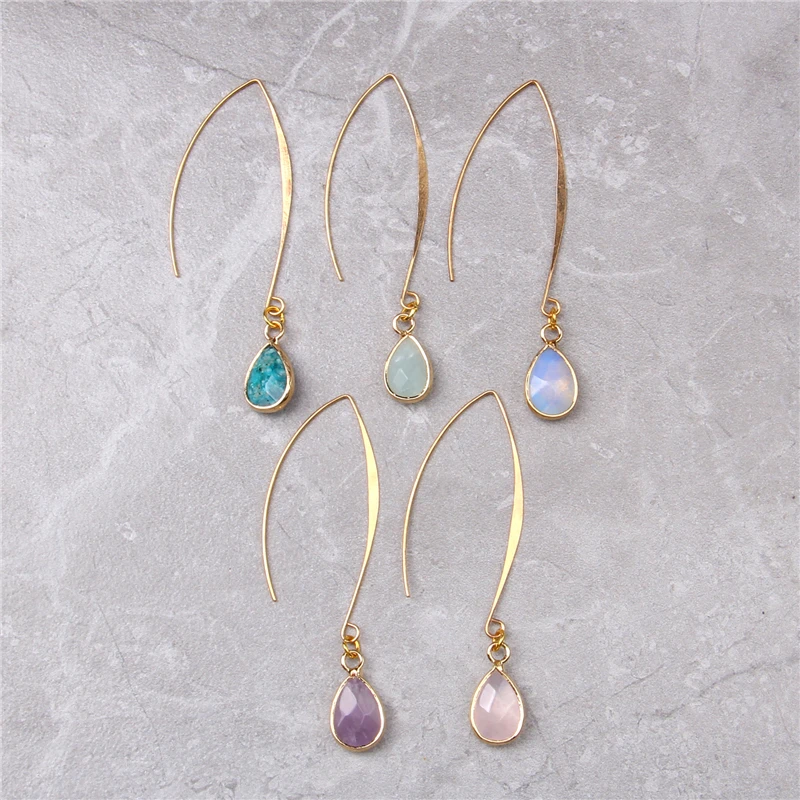 2023 Glitter Druzy Earrings for Women Fashion Gold Color Round Resin Stone  Long Dangle Drop Earring Designer Jewelry Gift Trend