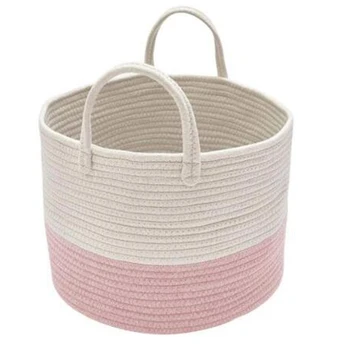 

Storage Baskets Cotton Rope Basket Woven Baby Laundry Basket Sofa Throws Pillows Towels Toys or Nursery Cotton Rope Organizer La