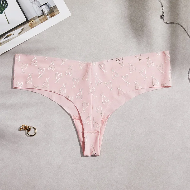 Pinkheart T Горячая Распродажа, женские стринги, Шелковые Стринги с низкой посадкой, сексуальные трусики, Дамское бесшовное белье - Цвет: Pinkheart T