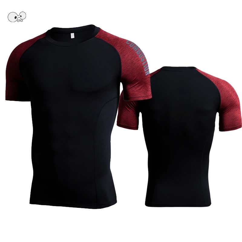 

Raglan Short Sleeve Compression Running T-Shirts 2019 Men Designer Quick Dry Tops Tee Sport Mens Fitness Gym Sportswear Clothing