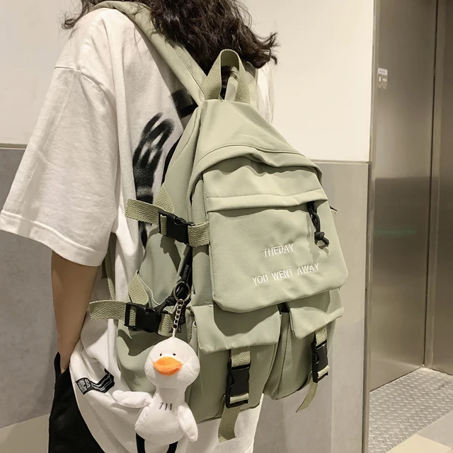 Women Waterproof Nylon Backpack Embroidery Cute College School Bag Girl Kawaii Student Backpack Fashion Book Lady Bag Female New 2