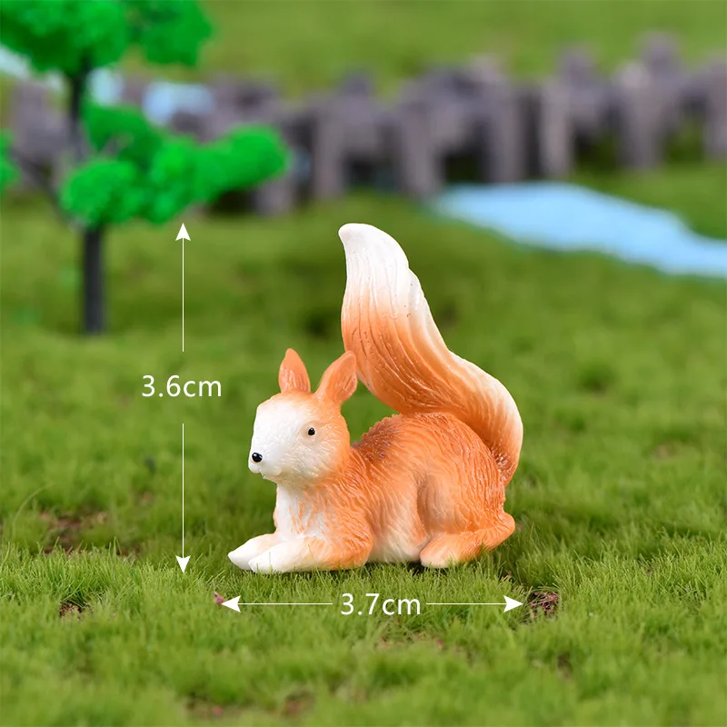 Имитация маленькой лисы, заяц, кролик, белка, модель животного, фигурка, домашний декор, миниатюрное украшение для сада в виде Феи, аксессуары, статуя - Цвет: Squirrel No.6
