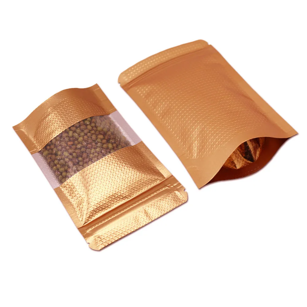 Stand Up Gold Embossed Aluminum Foil Zipper Tea Bag Candy Poly