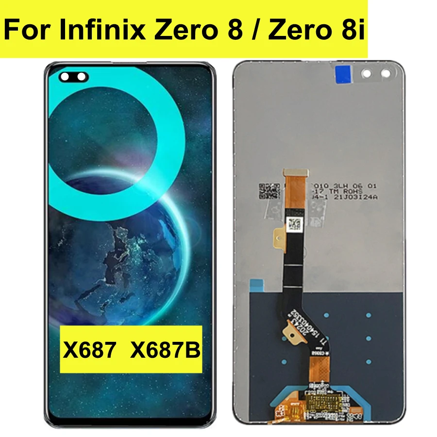 6.85" IPS For Infinix Zero 8 X687 / zero 8i X687B LCD Display Screen Touch Panel Digitizer For Infinix Zero 8 LCD Display infinix latest model