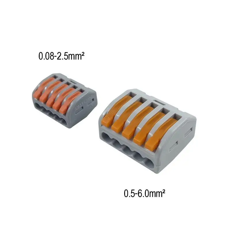 Cable Wire Connectors Mini Quick Terminal Block Universal Compact Wiring Electrical Connector Push-in For 4mm2 6mm2 Transparent