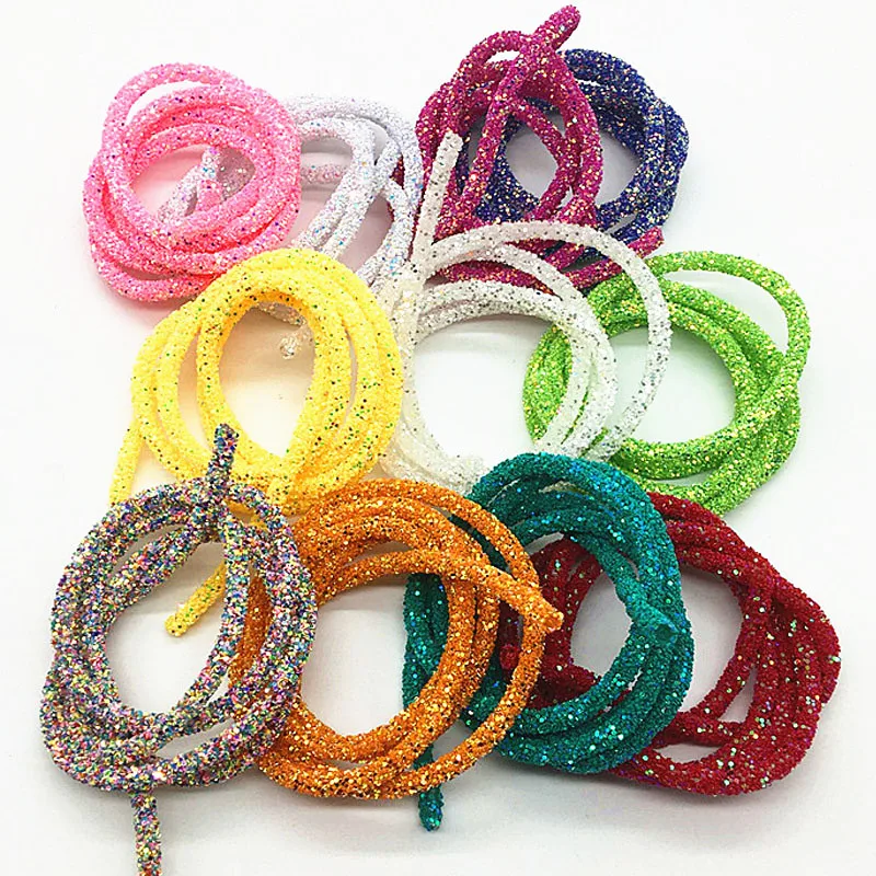 6mm Soft Tube Cord Rope String Gillter Sequin For Clothing Shoes Hairclips Bags Accessories DIY Crafts Jewelry Bracelet Party craft twine