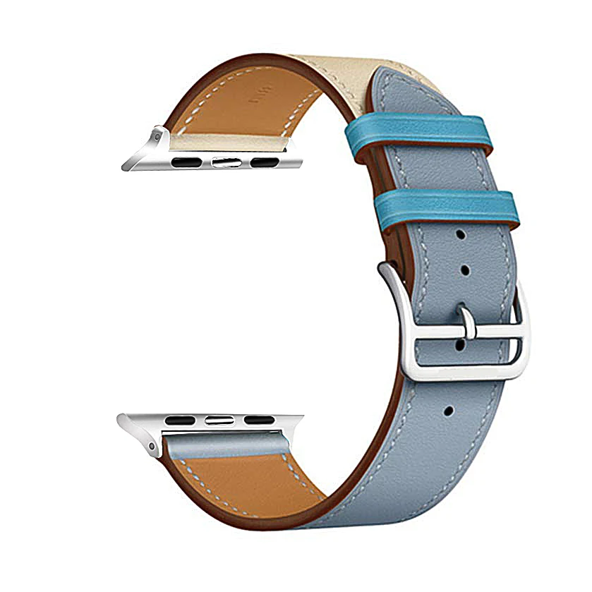 Eastar Высокое качество кожаный ремешок для наручных часов Apple Watch, версии Series4 3, 2, 1, спортивный браслет, 42 мм, 38 мм, ремешок для наручных часов iwatch, 5 полос 40 мм 44 мм - Цвет ремешка: Blue White