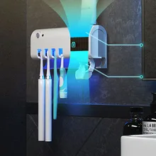 Porte-brosse à dents à énergie solaire UV, stérilisateur à Double couche, distributeur automatique de dentifrice, accessoires de salle de bains muraux