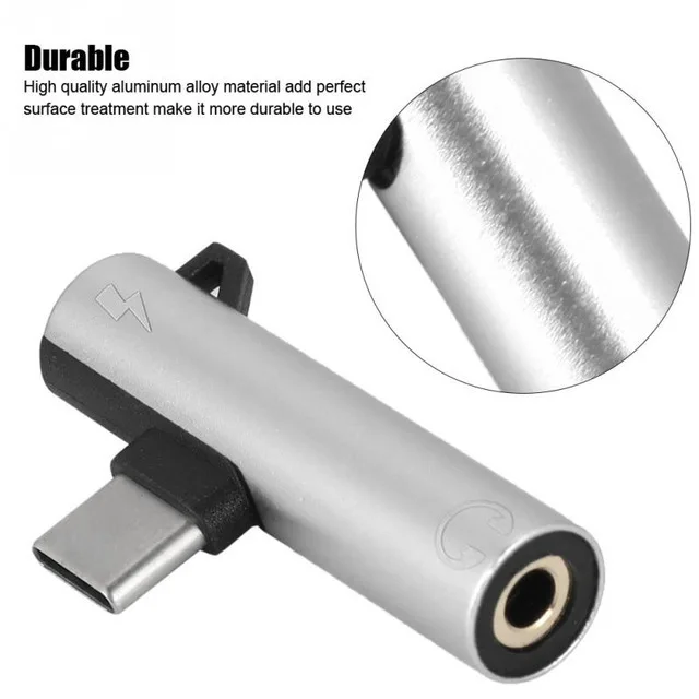 silver Robotsky 2 в 1 type C до 3,5 мм преобразователь для наушников usb type-C наушники аудио адаптер для Xiaomi 6 huawei samsung USB C телефонов - Цвет: silver