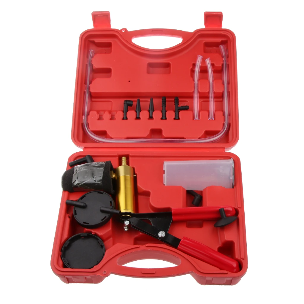 Brake Fluid Bleeder Handy Hand Held Vacuum Brass Pump Tester Kit + Adapters