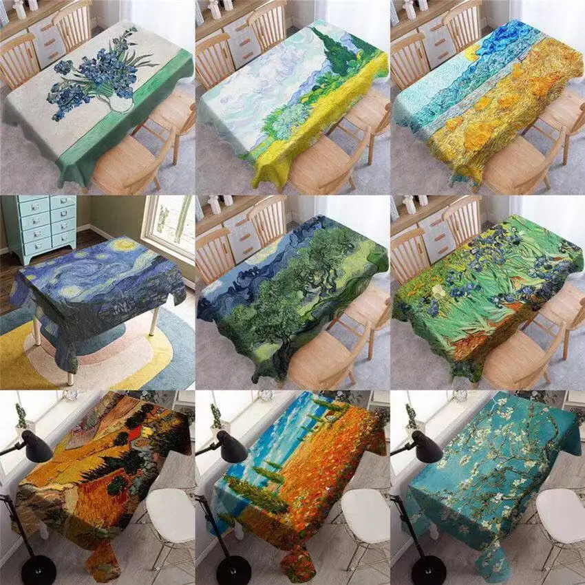 Картина маслом Ван Гога устойчивая к пятнам скатерть 120x80 см художественный стиль