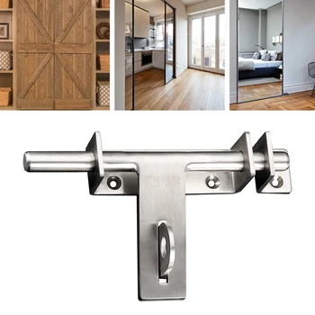 

Solid 304 Stainless Steel Rust-proof Sliding Bolt Home Hasp Hardware Heavy Duty Safety Lock Gate Latch Multifunction Window