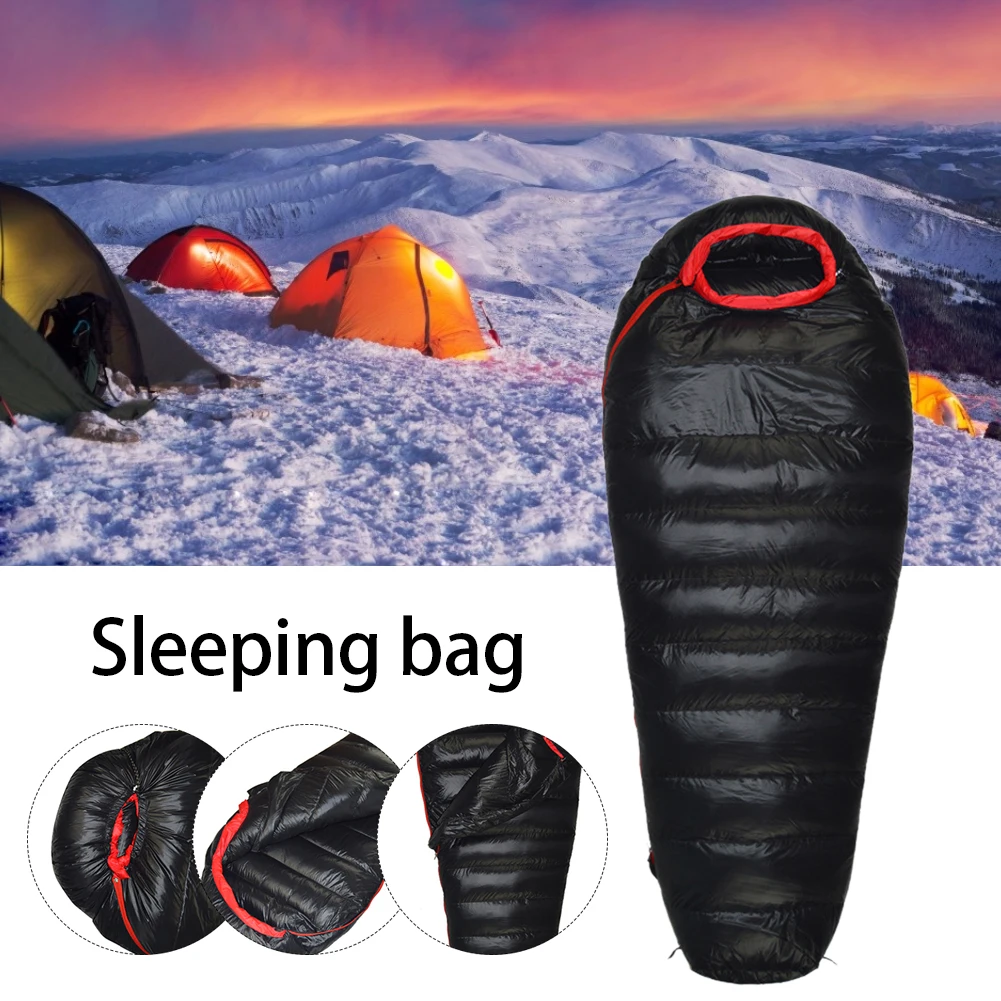 

Duck Down Sleeping Bag Adult Thickness Mummy Style Sleeping Bag Waterproof Tear-proof Resistant Thermal Camping Survival Gear