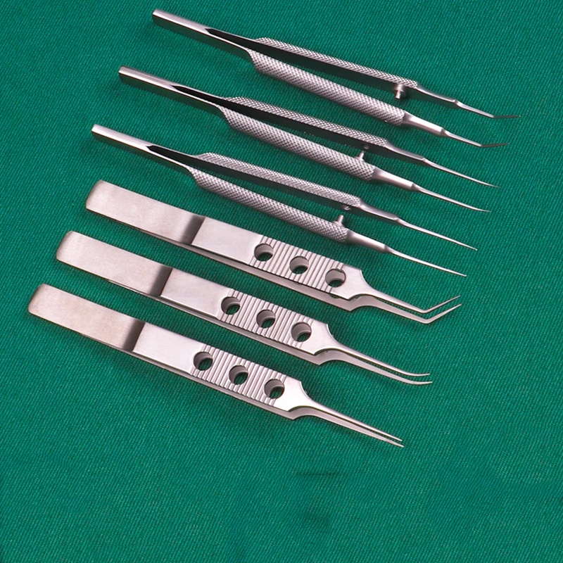 

Ophthalmic microscopic forceps double eyelid forceps fat extraction straight hook 11cm round handle, ligation platform