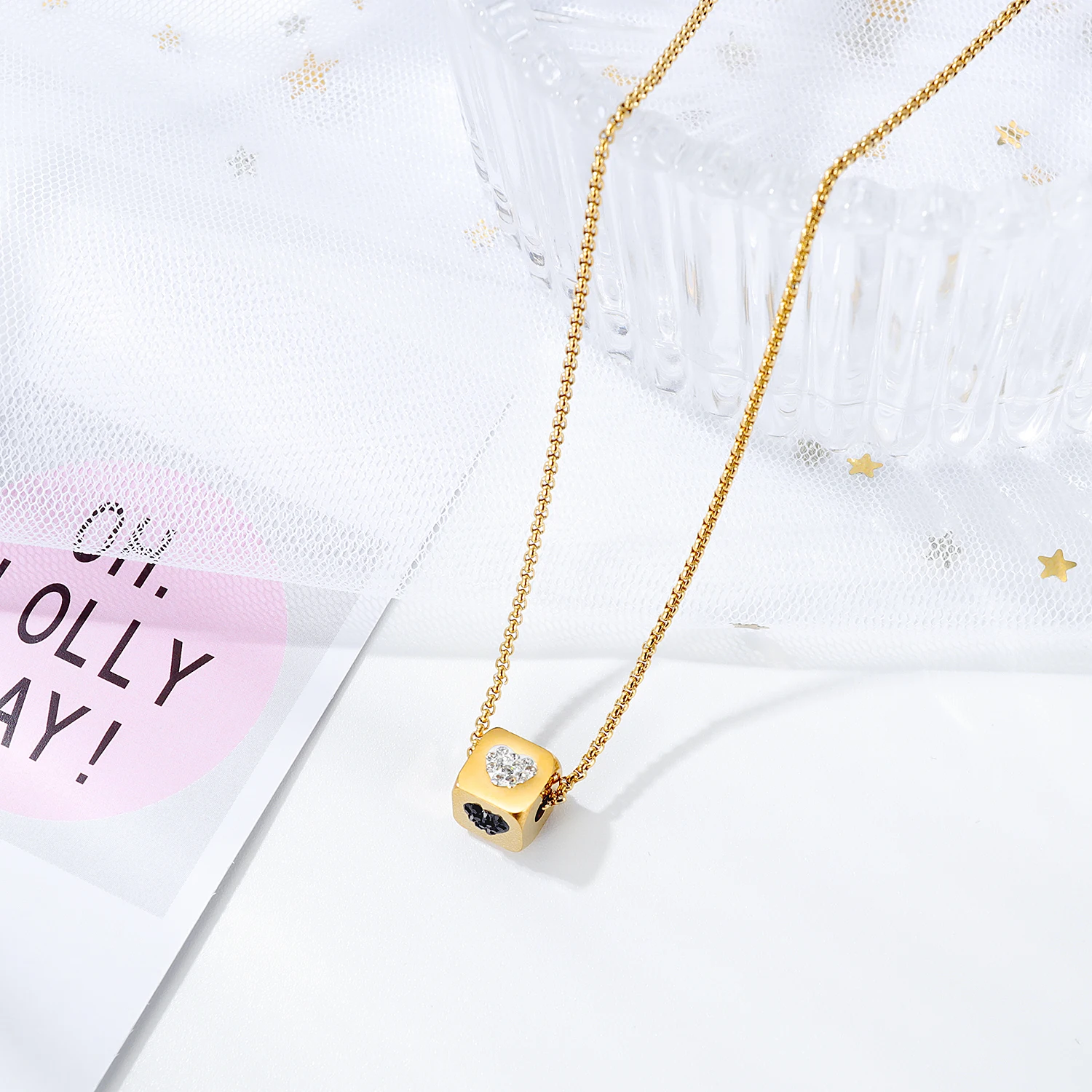 Женское Ожерелье OPK квадратные кубики для любви новый дизайн 2020 года цепочка со