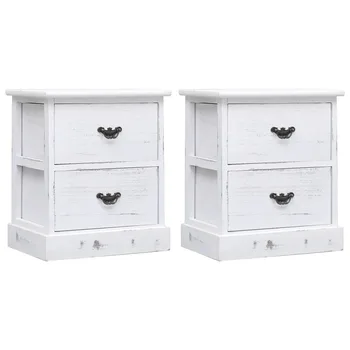 

VidaXL 2 Pcs Bedside Tables White 38x28x45 Cm Bois De Paulownia 284061