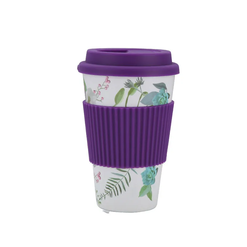 

400ml Coffee Cup Bamboo Fiber Christmas Gift Cup Outdoor Travel Cup Portable Beer Tea and Milk Cup with Cover 6 Style Office Mug