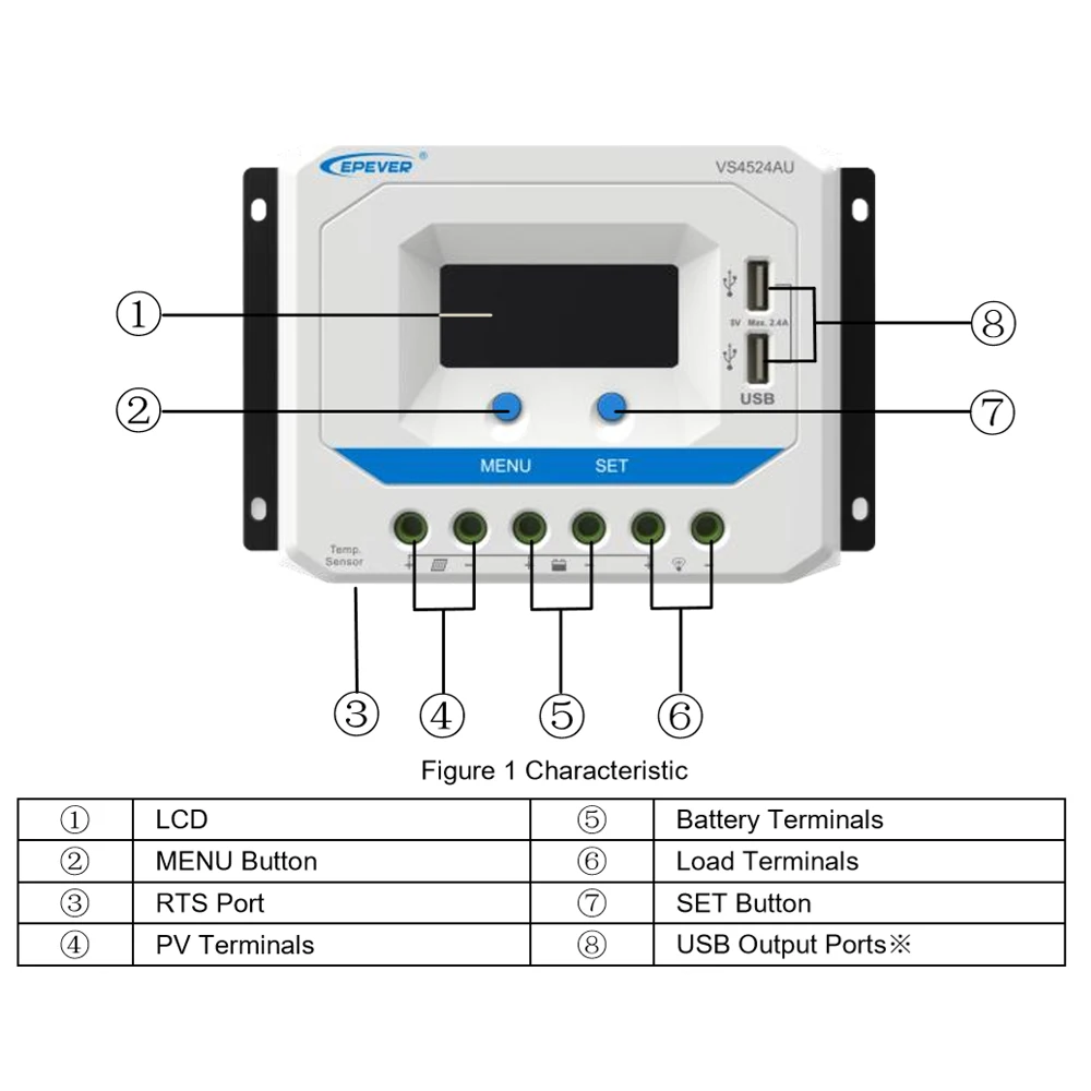 Epever Mppt Vs Au Series Vs3024au 30a 12v 24v Pv50v Pwm Solar Charge Controller Solar Controllers Aliexpress