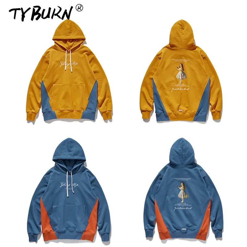 TYBURN мужские хлопковые индивидуальные контрастные толстовки с принтом зимняя мужская толстовка с капюшоном высокого качества с капюшоном