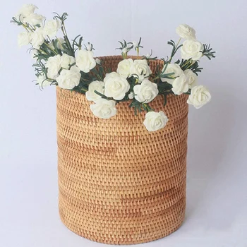 

Handmade Rattan Trash Can, Cylinder Storage, Desktop Trash Can, Rattan Trash Can Storage Basket (20CM)