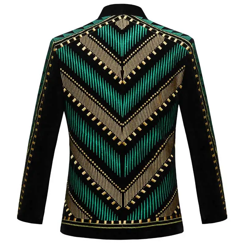 Luxury African Embroidery Cardigan Blazer Jacket Men Shawl Lapel Slim Fit Striped Suit Jacktes Male Party Prom Wedding Costumes