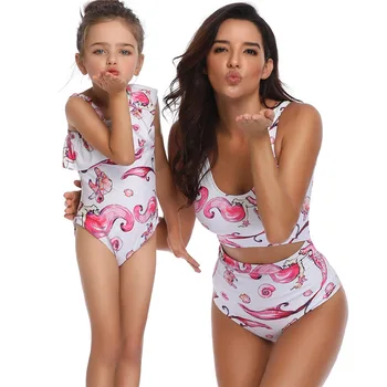

2020 Mermaid one-piece parent-child swimsuit mother daughter swimming dresses