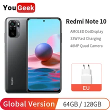 Global Version Xiaomi Redmi Note 10 64GB / 128GB 2400x1080 AMOLED Display 33W Fast Charging 5000mAh 48MP Camera Smartphone