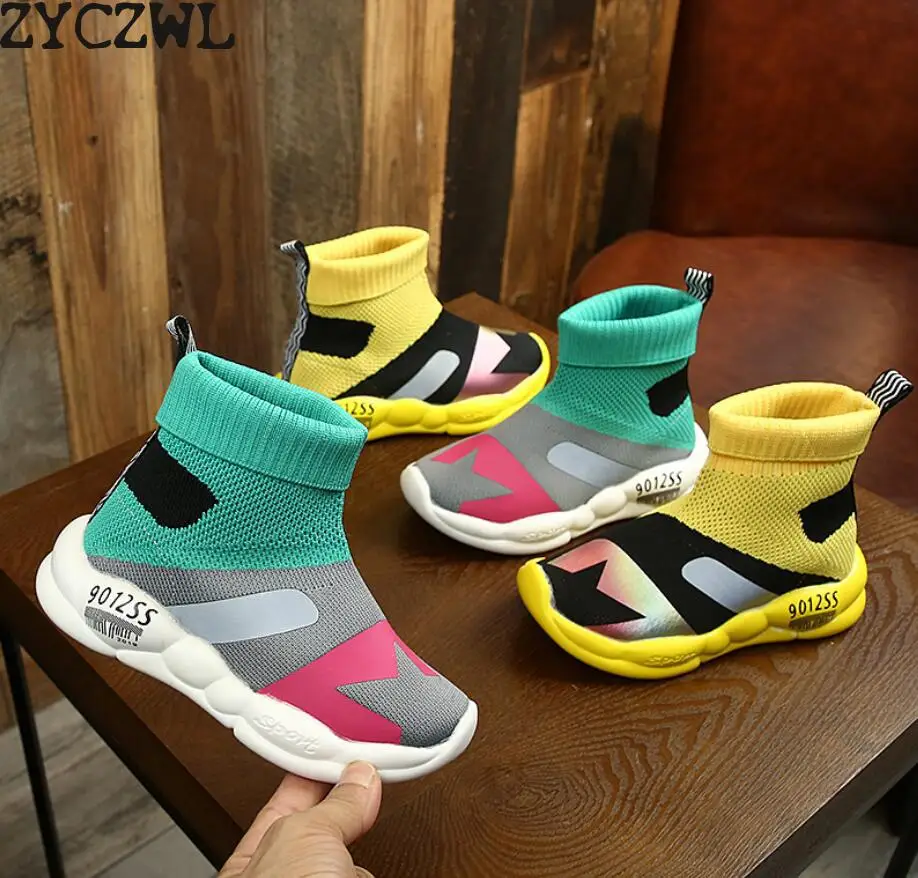  Child Casual Shoes Male Female Baby Sneaker Kids High Elastic Foot Wrapping Snow Martin Boots Kids 