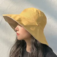 Wheat Yellow Apricot CHIMERA модная Панамка для женщин Летняя Складная хлопковая двухсторонняя Защита от солнца шляпы открытый пляжный козырек Шапочка для бассейна - Цвет: Wheat Yellow Apricot