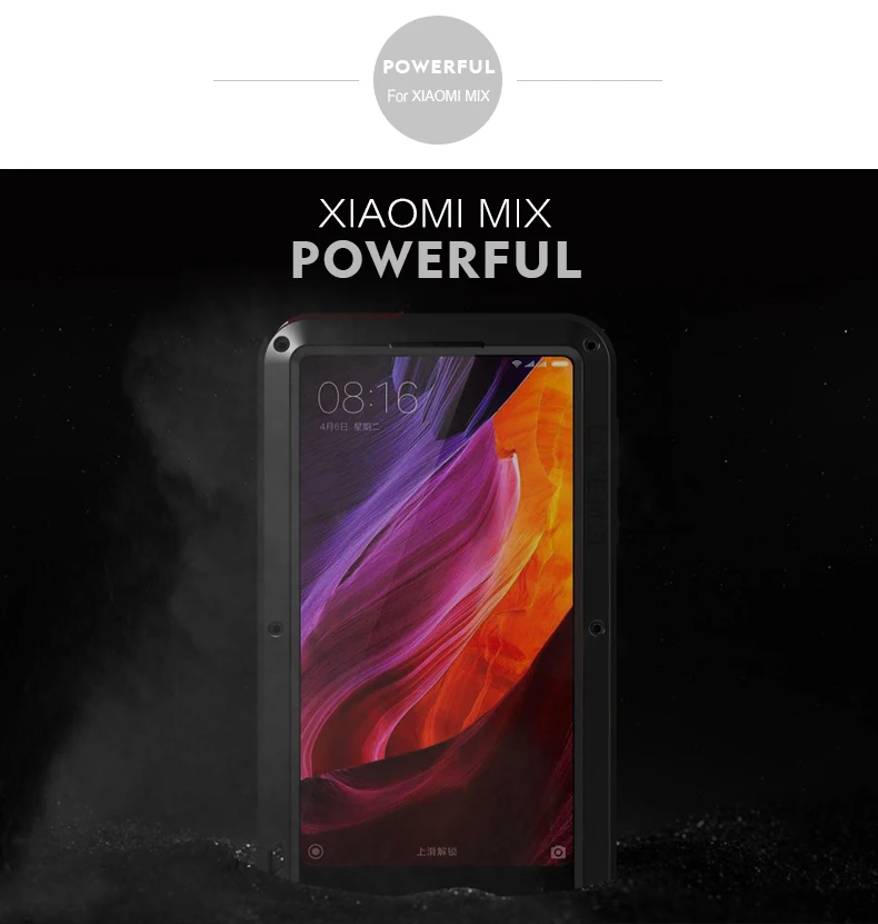 Алюминиевый металлический чехол LOVE MEI для Xiaomi mi x, мощный защитный противоударный водонепроницаемый чехол для Xiaomi mi x Capa Coque
