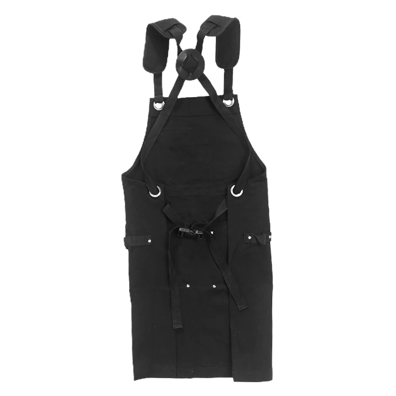 Women Men Professional Canvas Adjustable Work Apron with Tools Utility Pockets Cross-Back Straps for Chef Kitchen Cooking BBQ waterproof tool bag