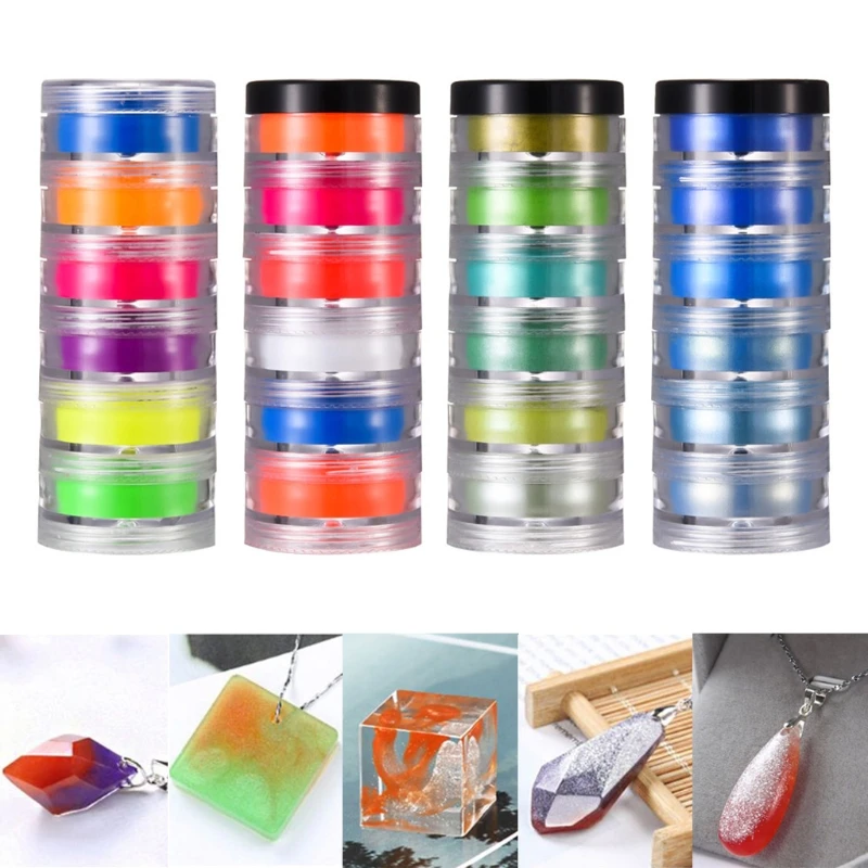

6/24 Colors Cosmetic Grade Pearlescent Mica Powder Epoxy Resin Dye Pearl Pigment DIY Crafts Jewelry Making Accessories X4YA